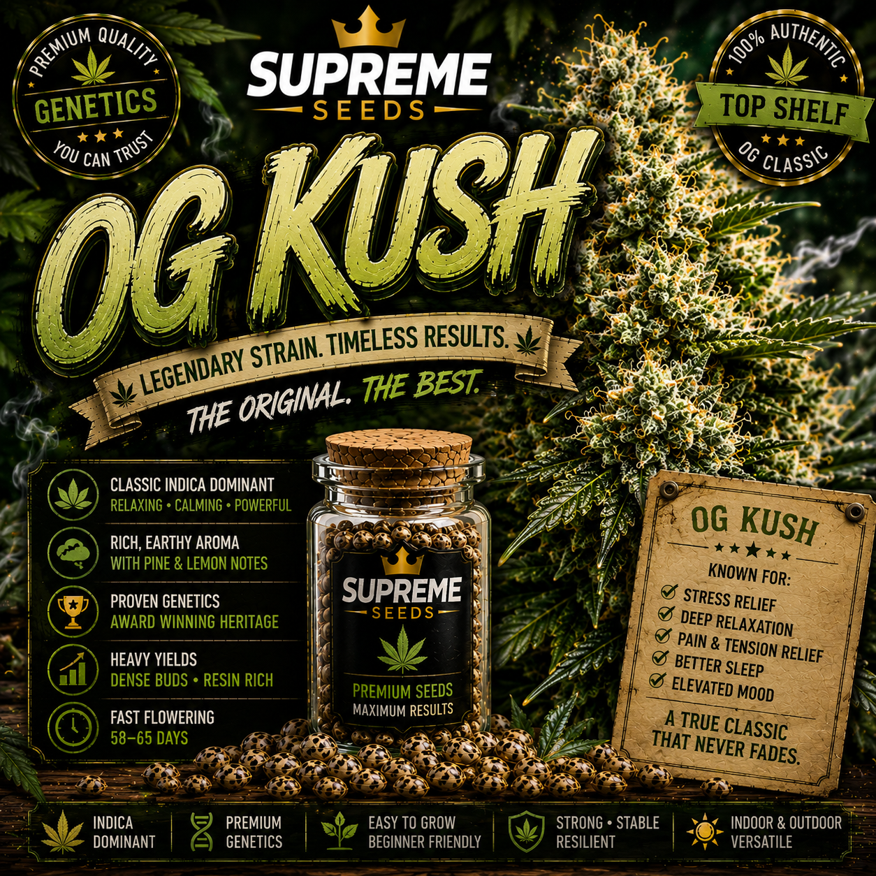 OG Kush Regular Cannabis Seeds | Authentic Genetic Heritage