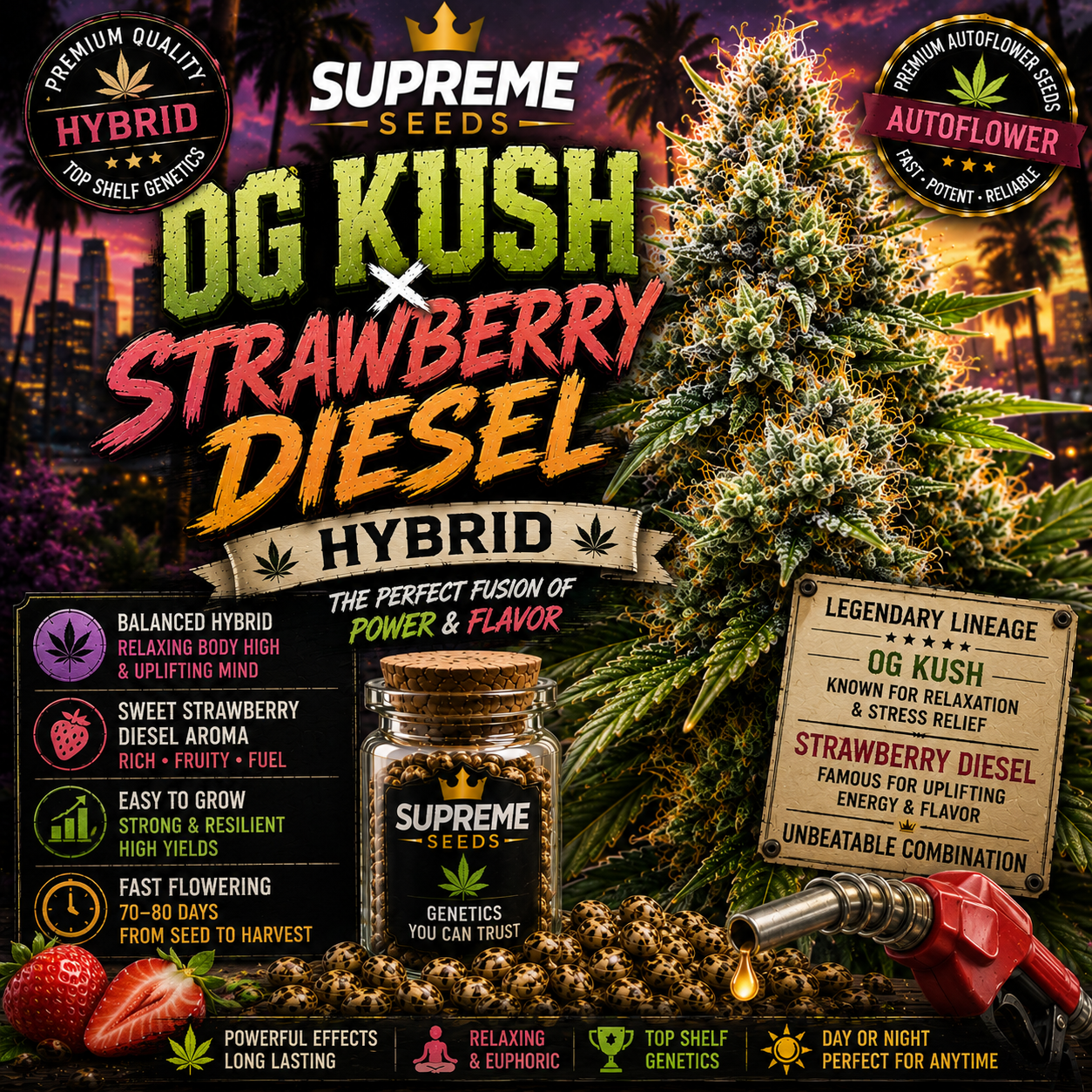 Bruce Banner Regular Seeds | High-Potency OG Kush x Strawberry Diesel Hybrid